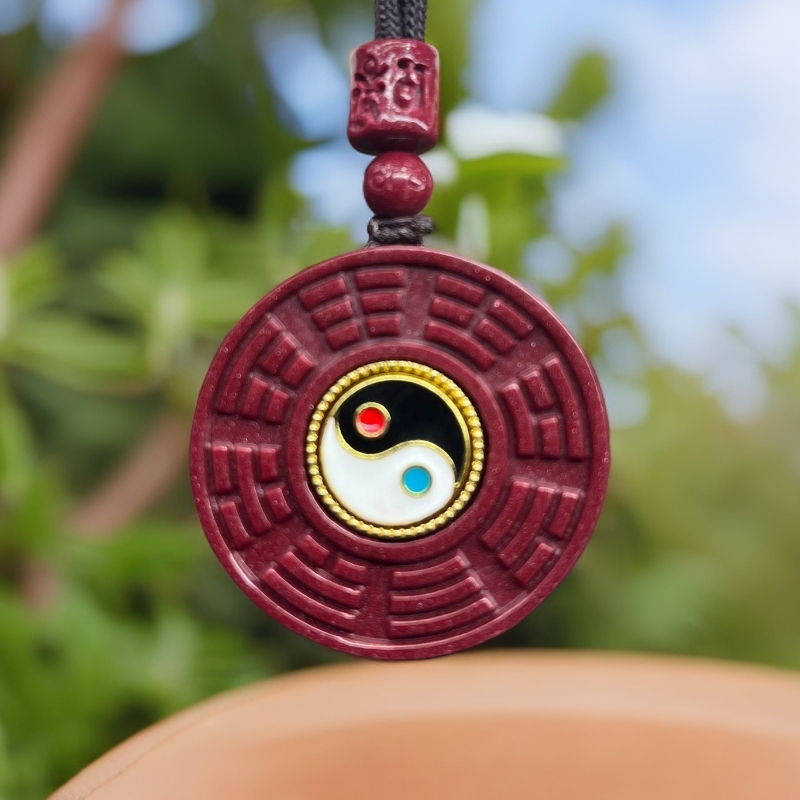 含辰砂工艺品天然朱砂可旋转太极八卦紫金砂挂件护身挂饰平安扣