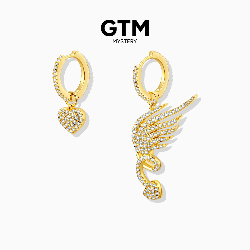 925银合成锆石耳饰 GTM珠宝天使翅膀耳环高级感纯银耳饰气质轻奢