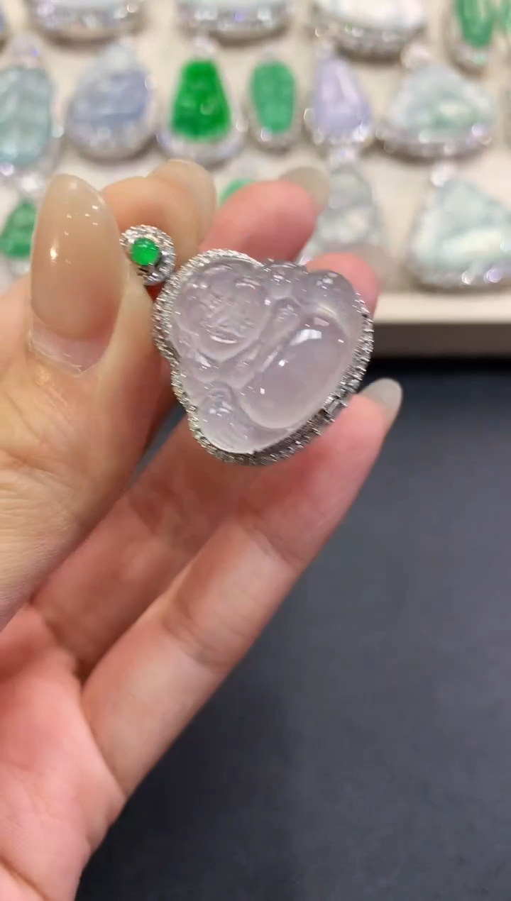 【闪购商品】翡翠吊坠(不含链)18K金镶嵌a132