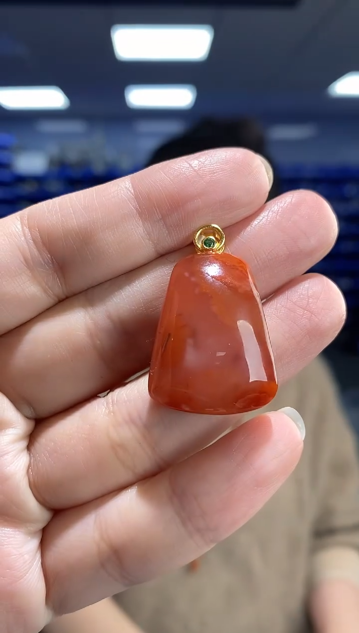 吊坠(不含链)银S925镶嵌南红玛瑙G10217