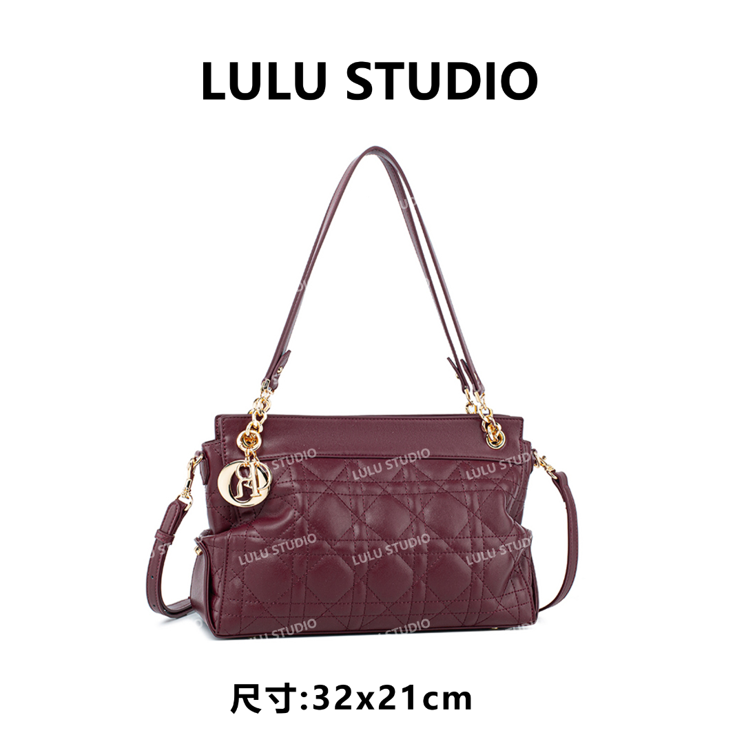 【RAIN.CUN】QYX-81726-酒红色RAIN.CUN气质百搭简约斜跨轻奢女包