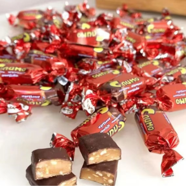 俄罗斯原装进口莫利斯扁桃仁夹心红皮糖500克