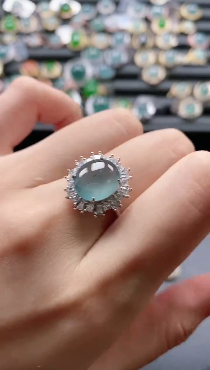 【闪购商品】翡翠戒指银S925镶嵌-600