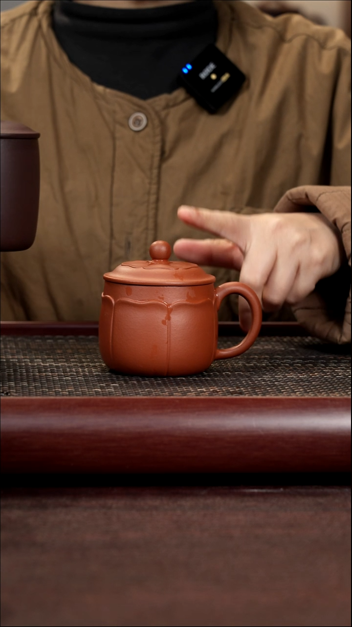 茶杯紫砂红泥新品小花器