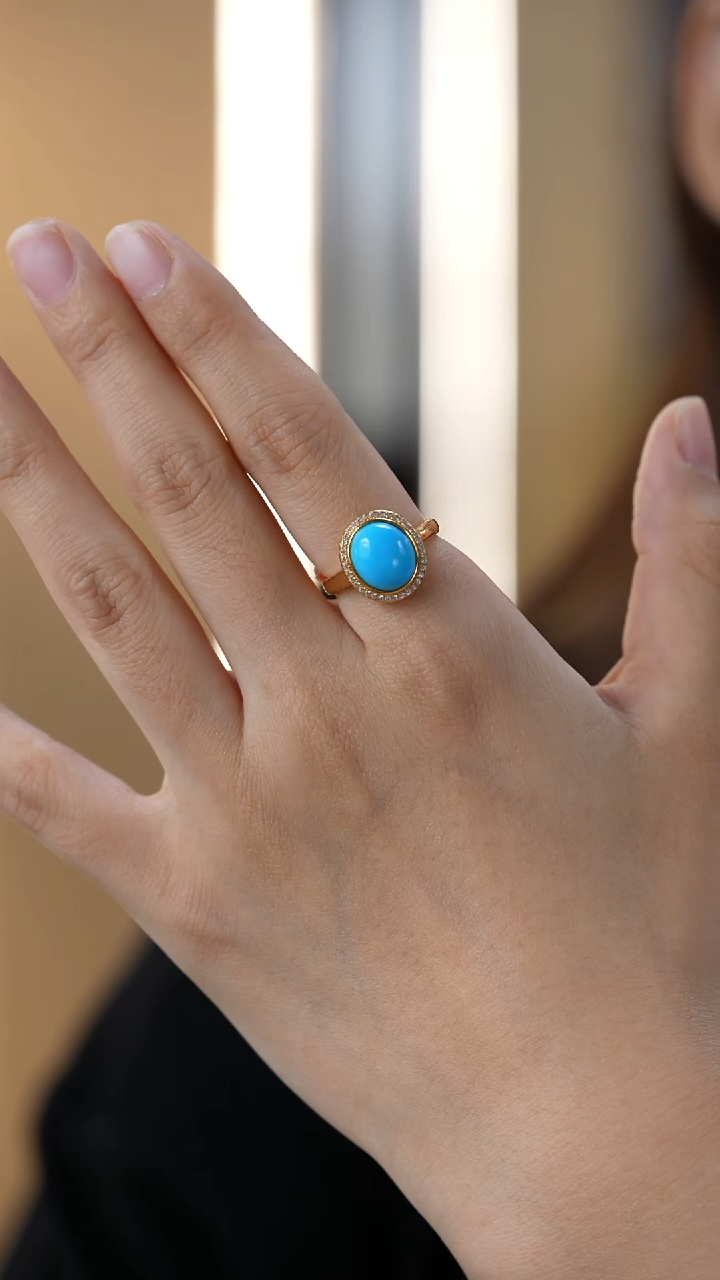 银S925镀金镶嵌绿松石戒指秒拍号2