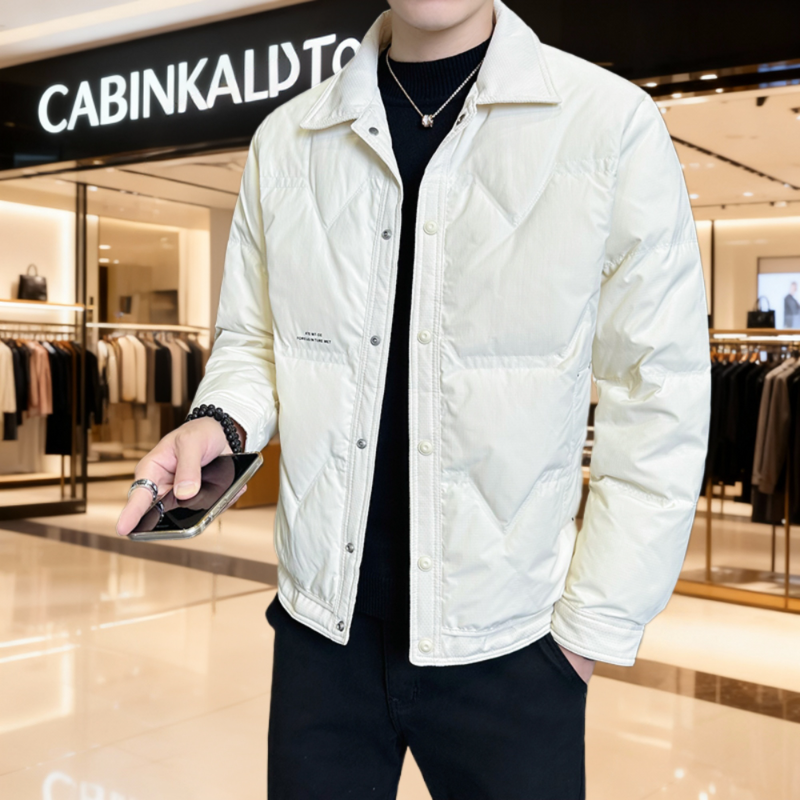 ck正品轻薄羽绒服男士冬季轻薄短款保暖翻领外套高端时尚潮流冬装