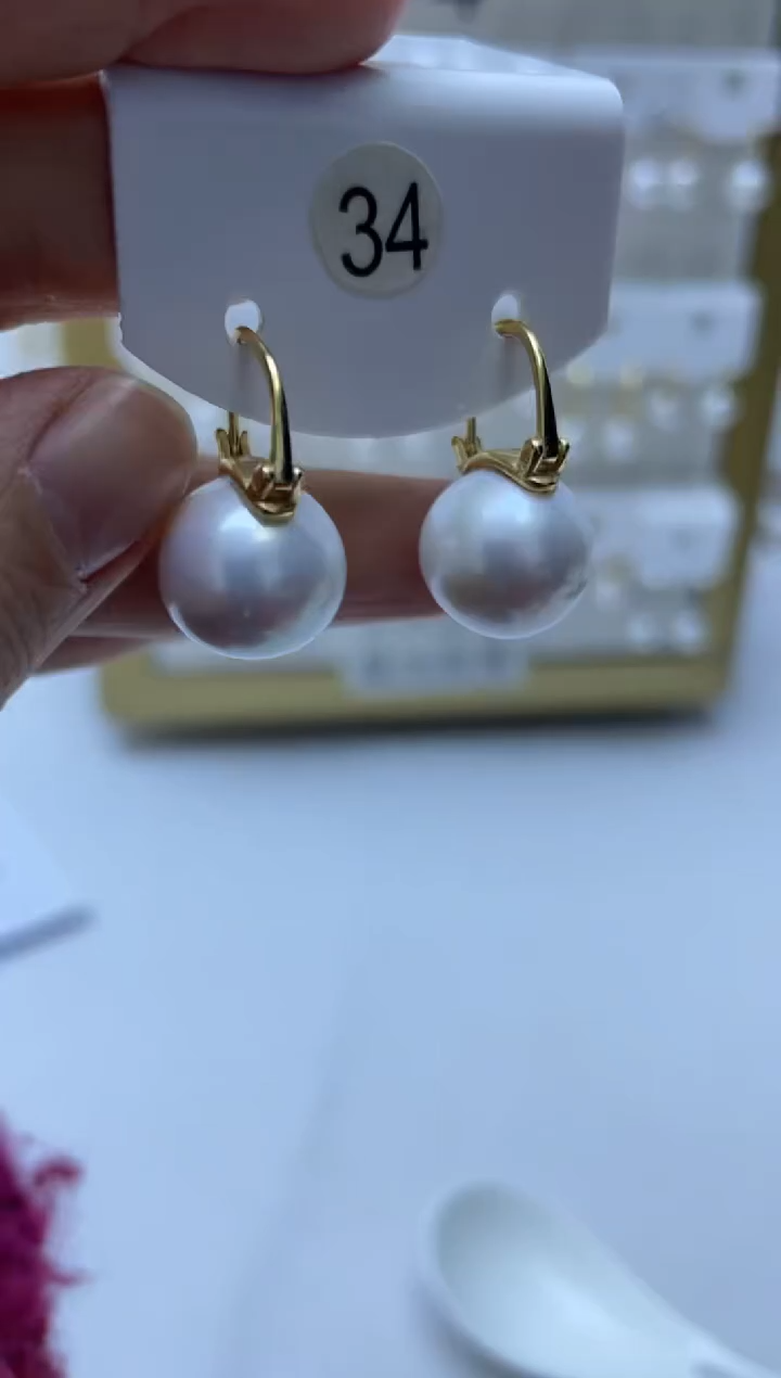 银S925镶嵌耳饰淡水珍珠34