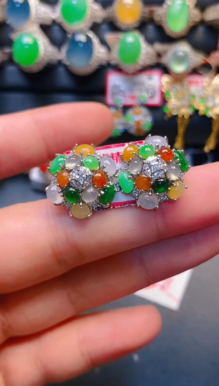 银S925镶嵌戒指翡翠天然