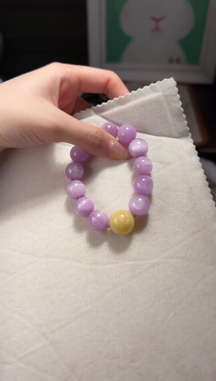 【闪购商品】水晶手串未镶嵌紫锂辉蜜蜡手串