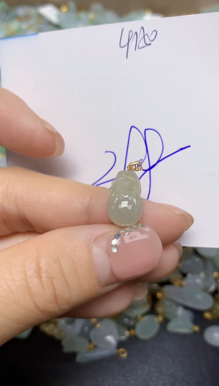 【闪购商品】翡翠挂件18K金镶嵌 天然翡翠A货