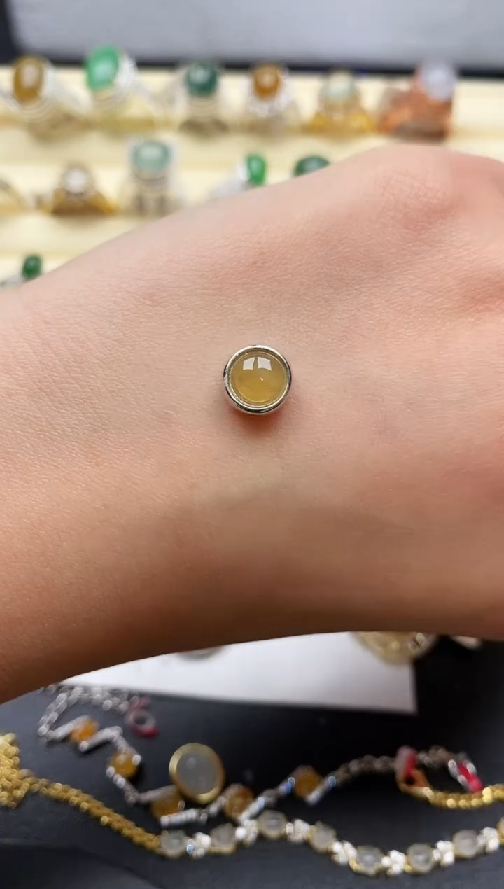 【闪购商品】翡翠颈饰银S925镶嵌缅甸天然A货翡翠66 10-9