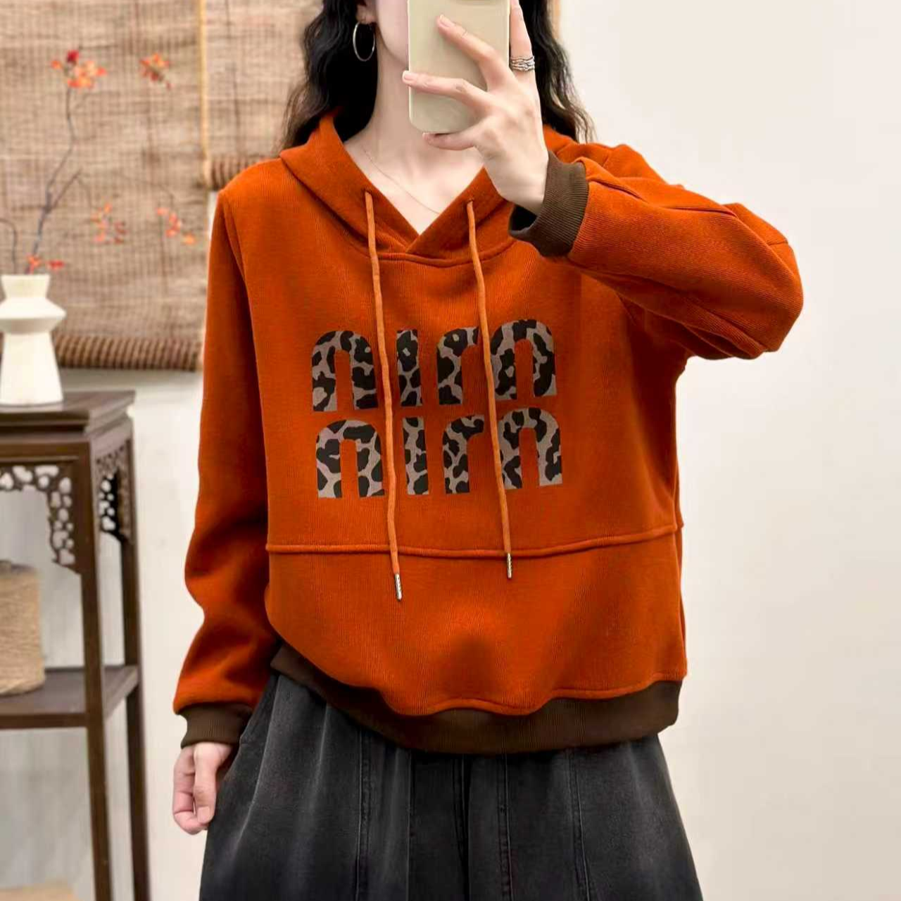 18862新款秋冬加绒休闲卫衣百搭显瘦