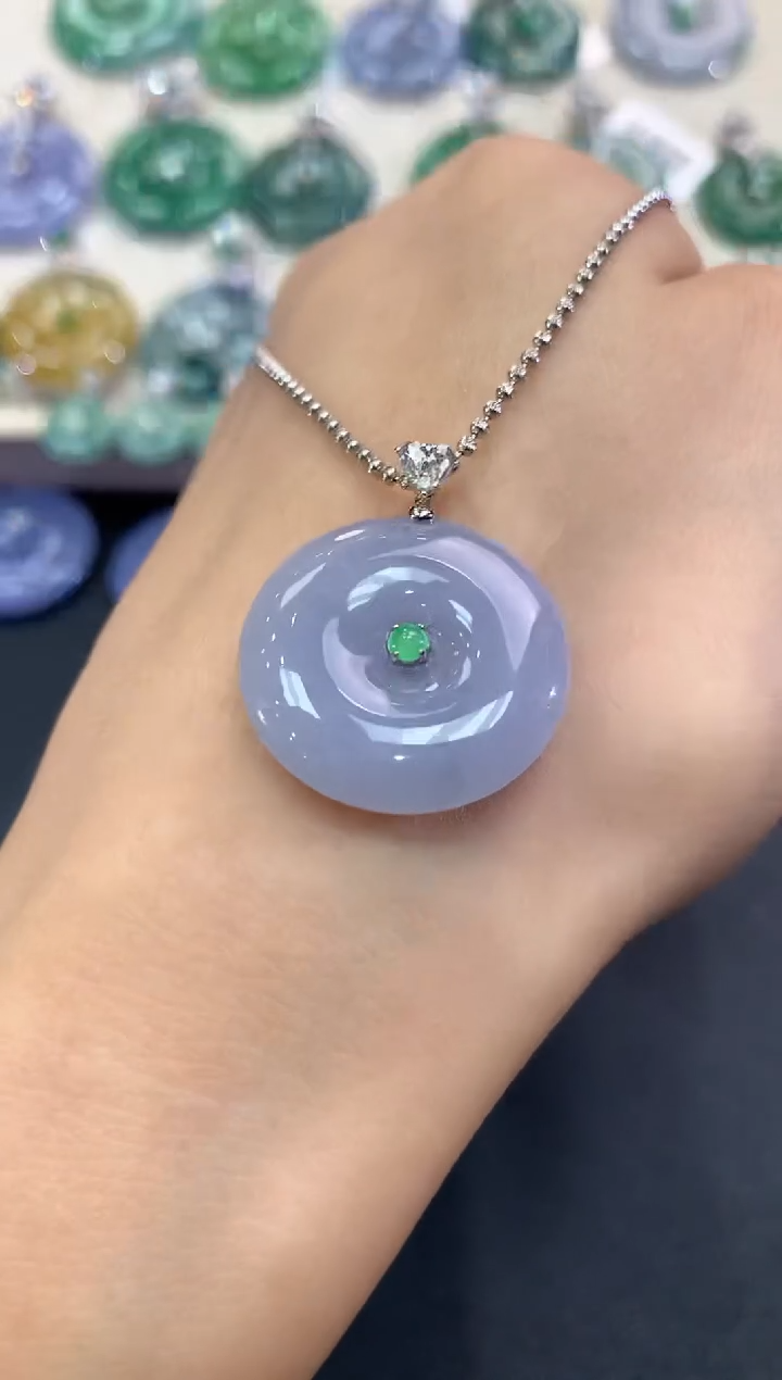 【闪购商品】翡翠吊坠(不含链)18K金镶嵌a14多样性一件发紫货有色差