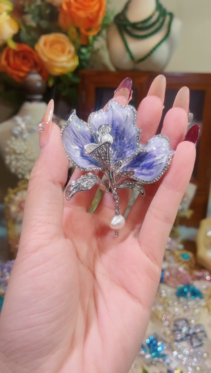 合成立方氧化锆铜合金紫瓣兰心