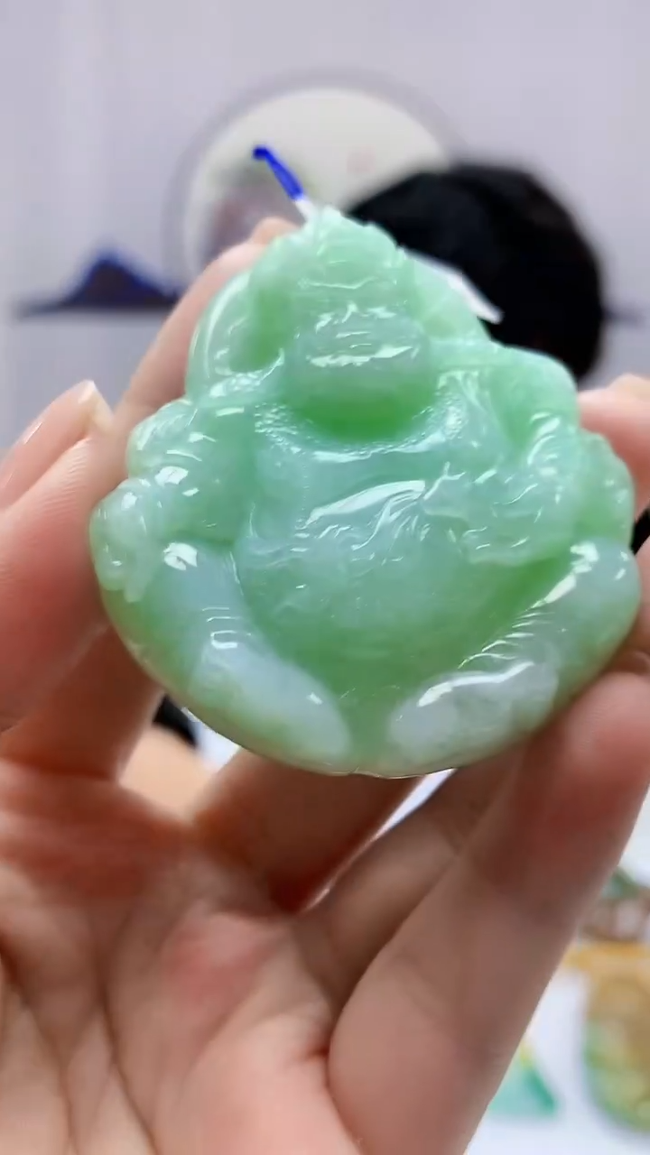 【闪购商品】定制翡翠未镶嵌5145ms-毛货赠黄珠链188大黑天