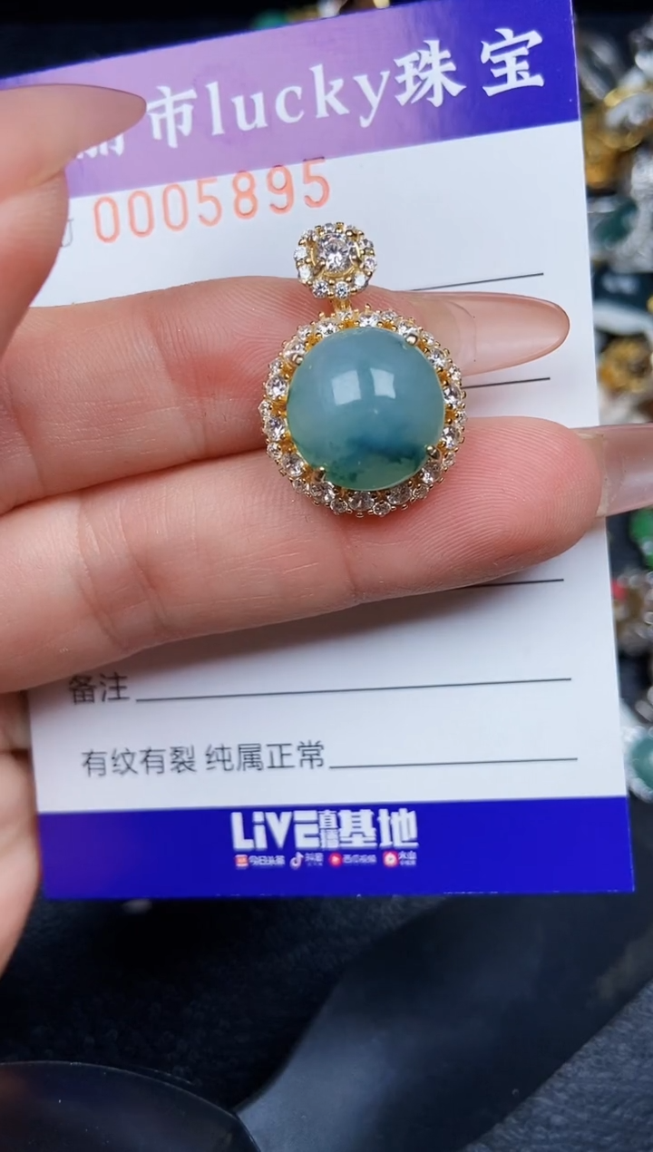 翡翠银S925镶嵌颈饰5895