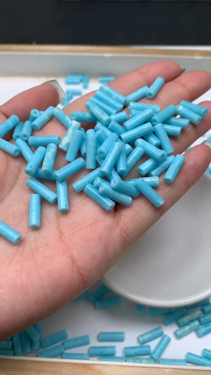 未镶嵌散珠玛瑙/玉髓E717 海纹 石圆管珠4*13mm10个6.8元