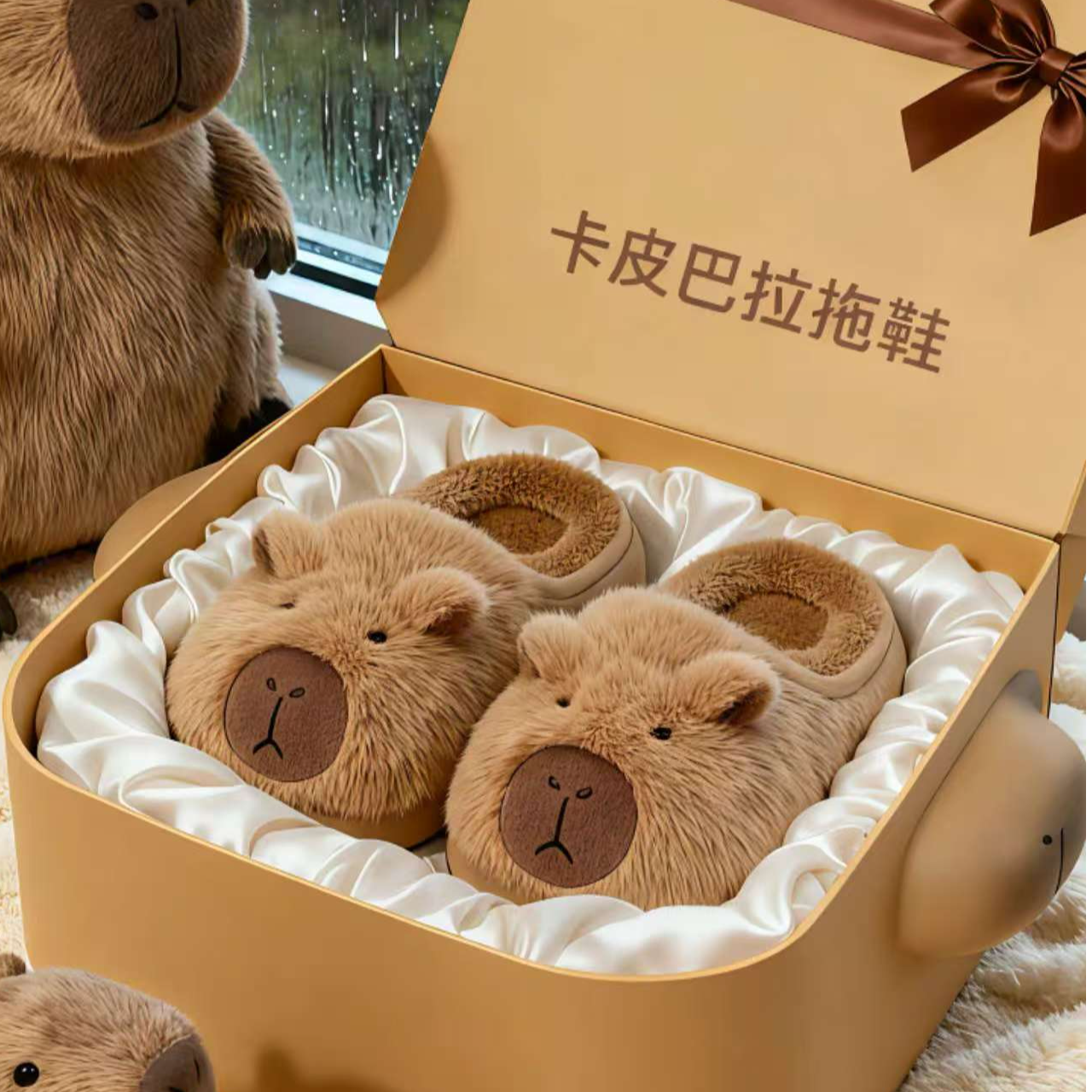 卡皮巴拉冬季新款儿童拖鞋室内男童女童卡通棉拖鞋宝宝居家保暖拖