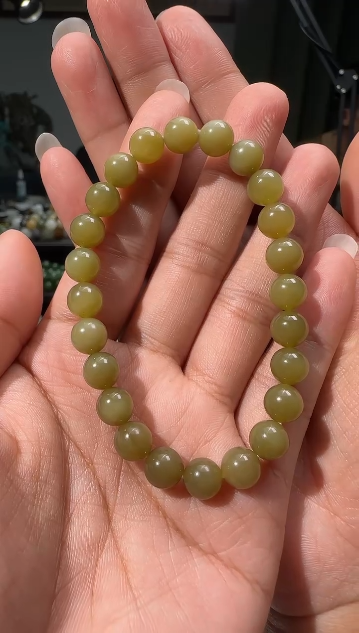 未镶嵌手链和田玉新疆和田玉黑羊洞卡8手串