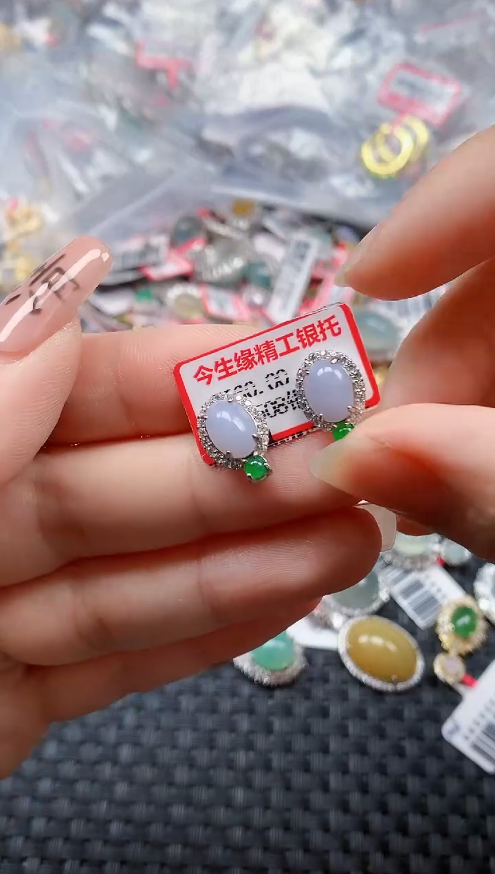 银S925镶嵌戒指翡翠天然A货缅甸翡翠