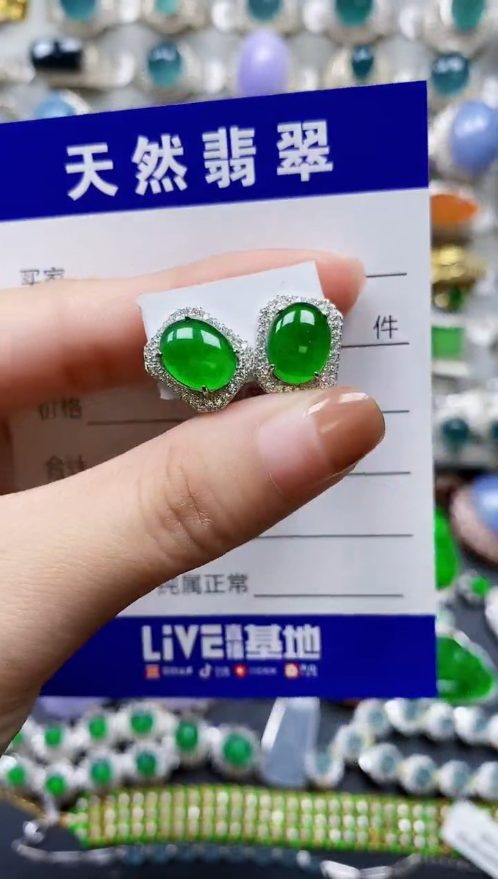 【闪购商品】翡翠耳饰银S925镶嵌0154