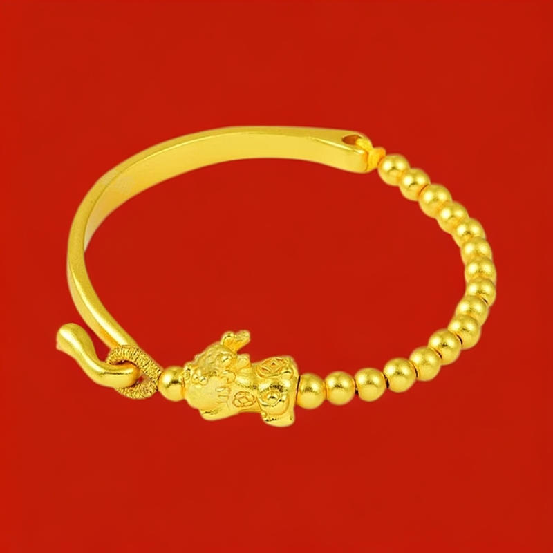 手镯 K0124黄色瑞兽豆豆半镯【非黄金】46896