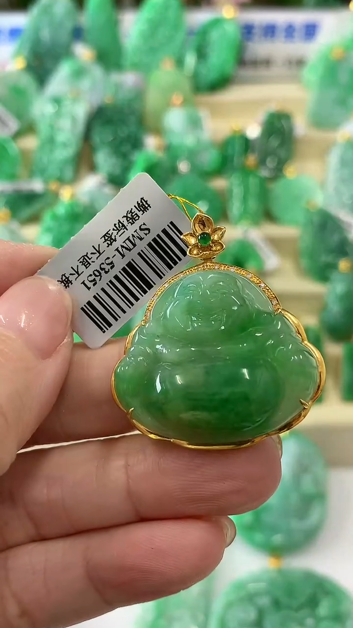 【闪购商品】翡翠颈饰18K金镶嵌挂件