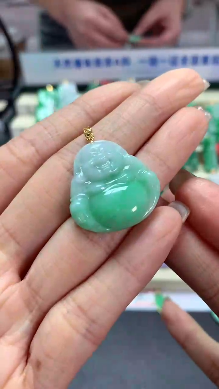 【闪购商品】翡翠吊坠(不含链)18K金镶嵌挂件