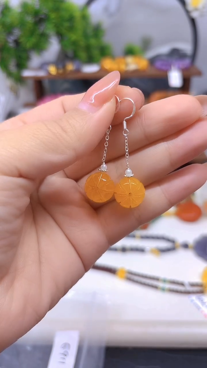 银S925镶嵌翡翠耳饰E911