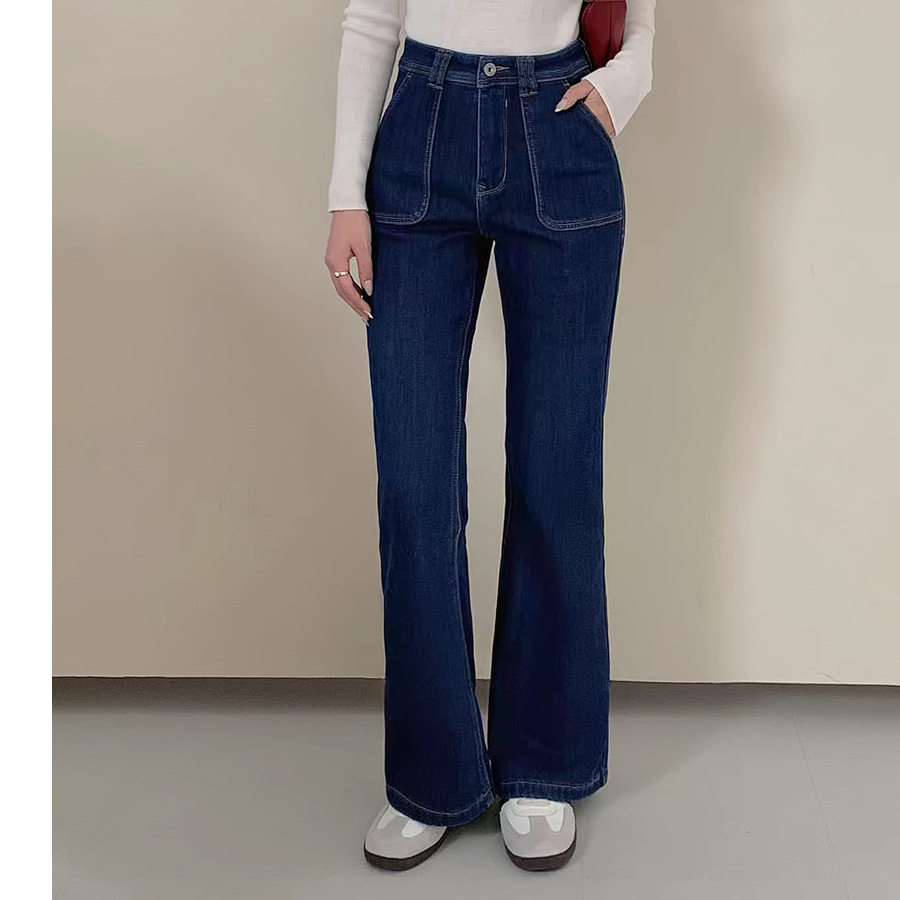 翘臀显瘦 高腰 加绒 蓝色 保暖 加厚  微喇牛仔裤 276