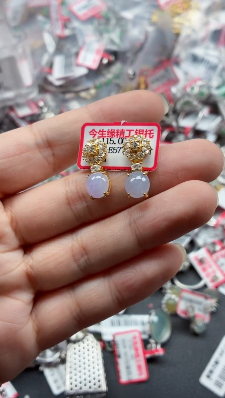 银S925镶嵌戒指翡翠天然A货缅甸翡翠