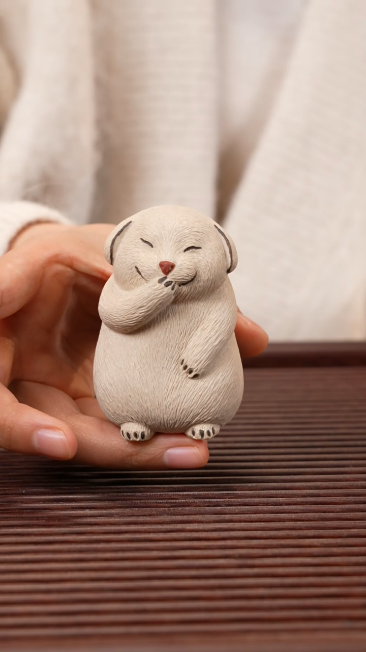 【闪购商品】紫砂茶宠捂嘴小狗