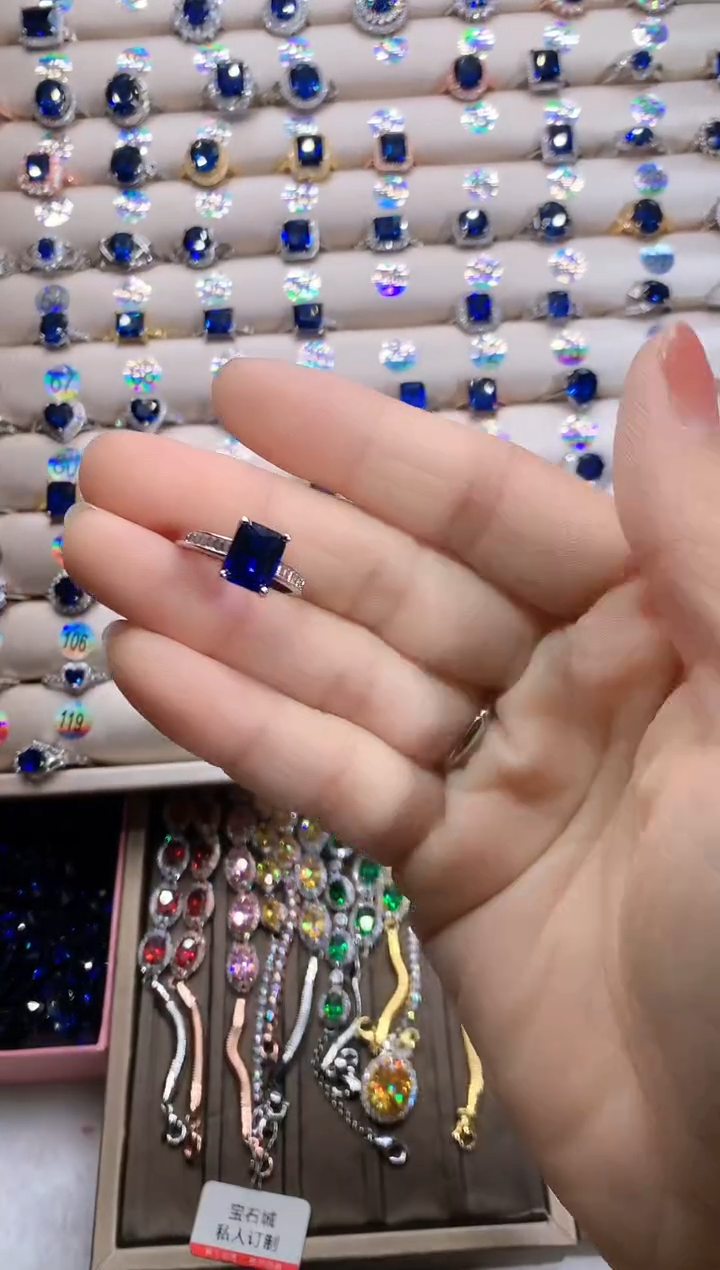 【闪购商品】蓝宝石戒指银S925镶嵌银色7.9