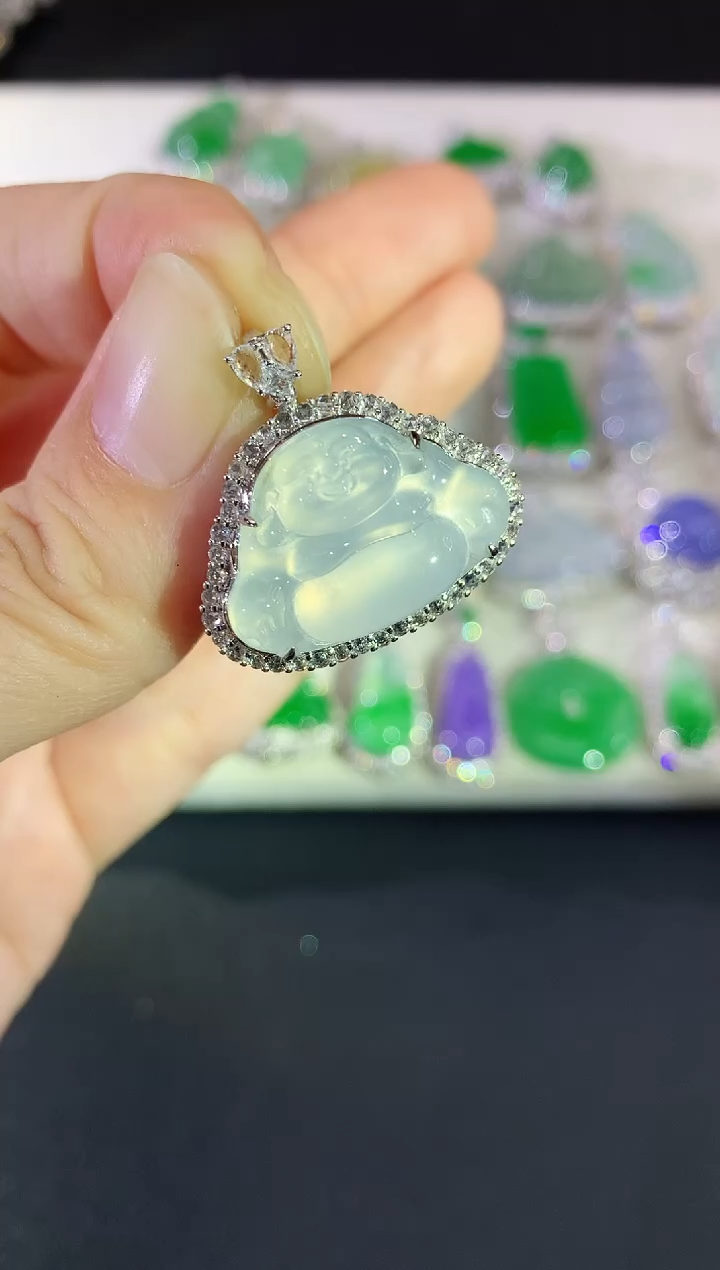 吊坠(不含链)18K金镶嵌翡翠123|12800