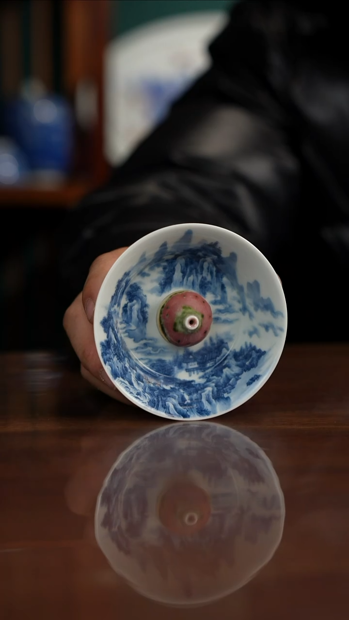景琳藏青花北派山水香插