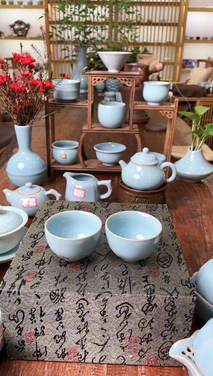 【闪购商品】其他微瑕天青釉朱家汝窑款碗杯2只