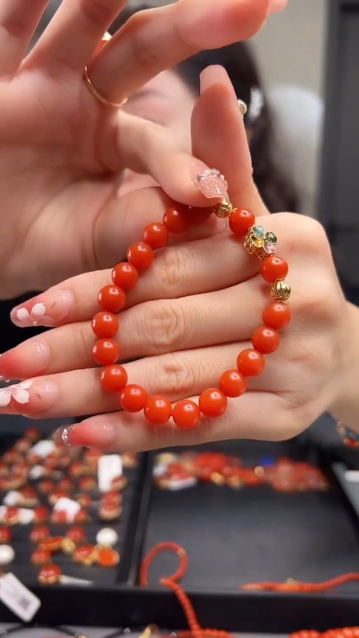 【闪购商品】南红玛瑙手串未镶嵌8mm/18K金设计款/