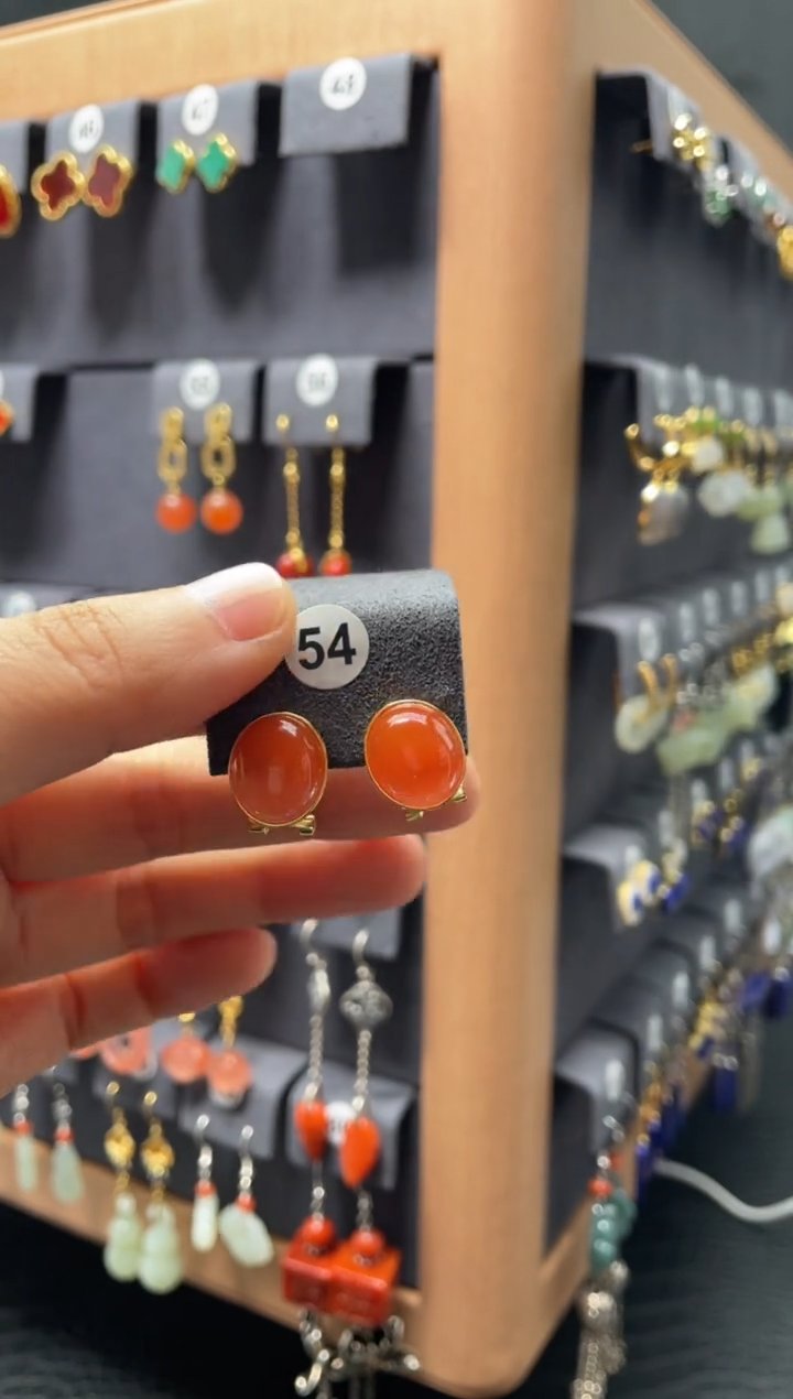 【闪购商品】南红玛瑙耳饰银S925镶嵌0054