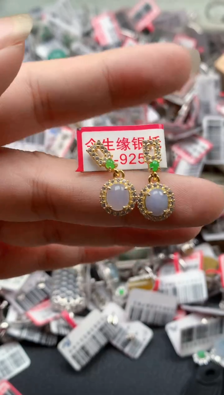 银S925镶嵌戒指翡翠天然A货缅甸翡翠