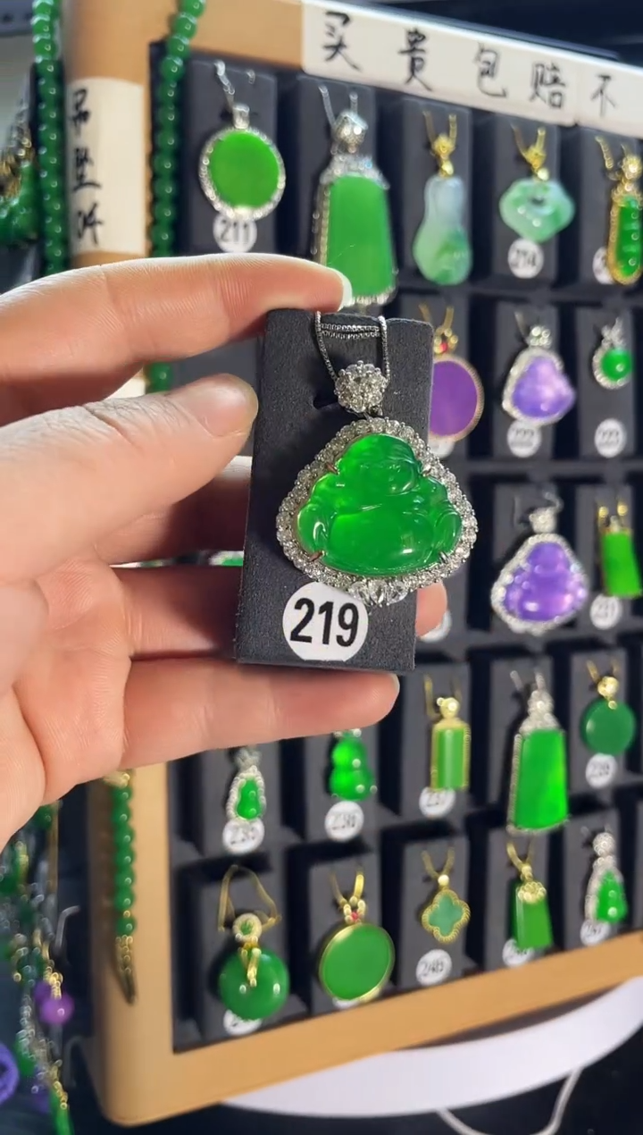 【闪购商品】翡翠耳饰银S925镶嵌老219...