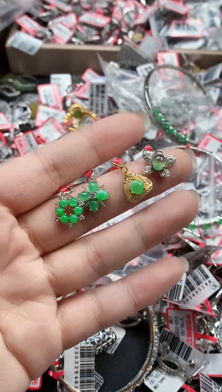 银S925镶嵌戒指翡翠天然A货缅甸翡翠