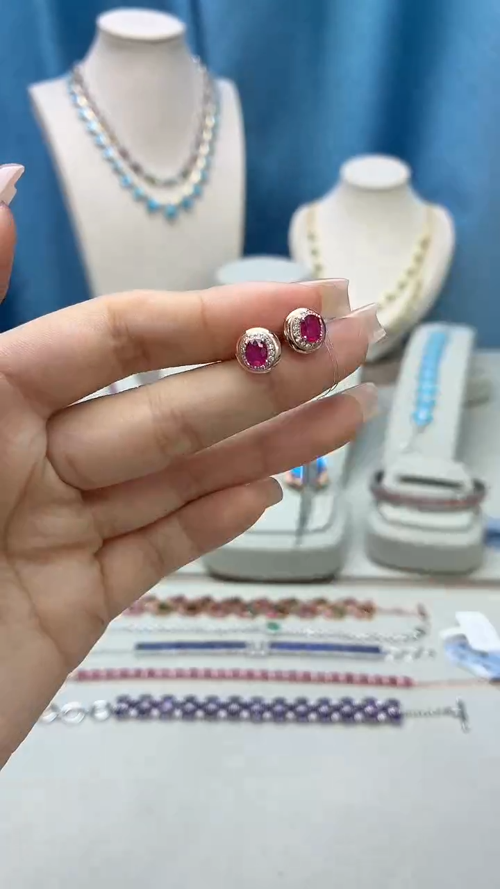 银S925镶嵌耳饰红宝石399BJ1209产品一个（多样性）