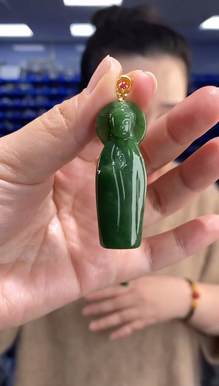 吊坠(不含链)银S925镶嵌和田玉DZ7056