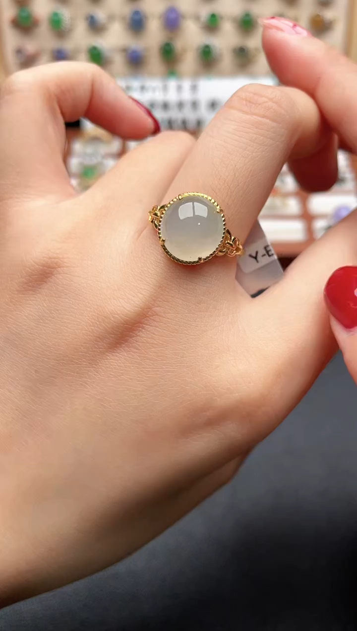 银S925镶嵌戒指翡翠一物一证一礼盒