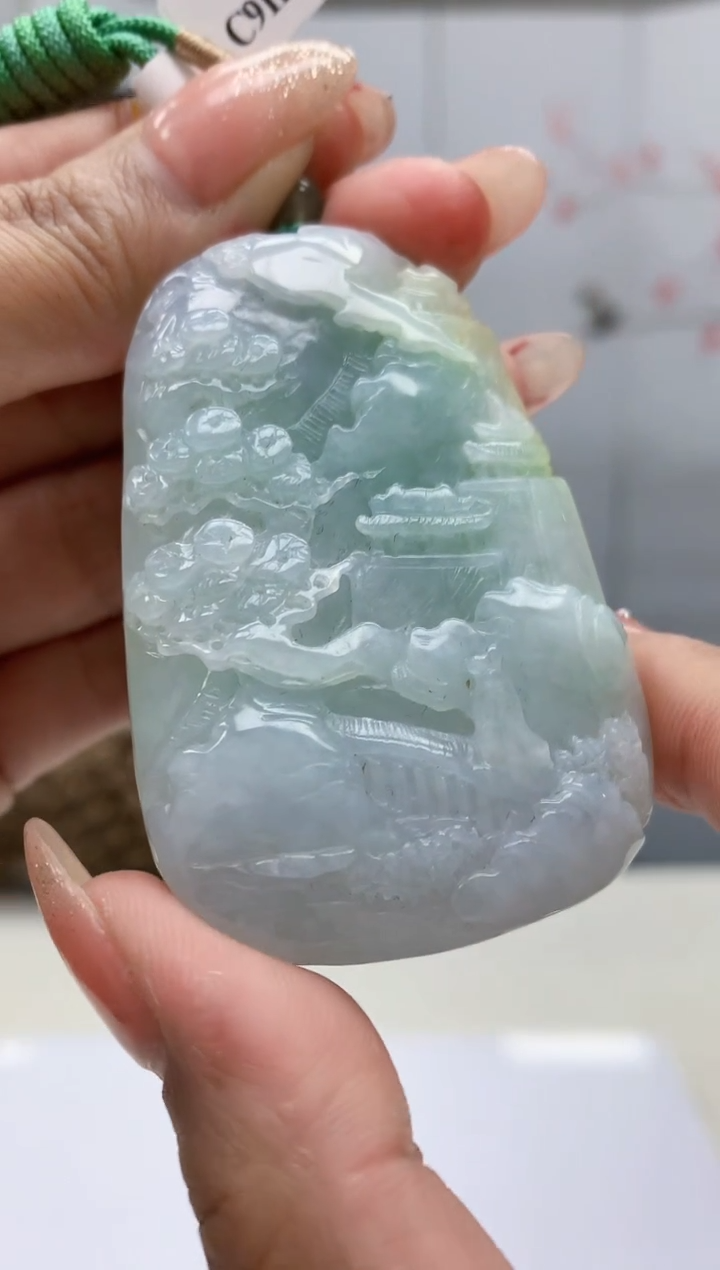 【闪购商品】定制翡翠未镶嵌4812MM-毛货挂件178