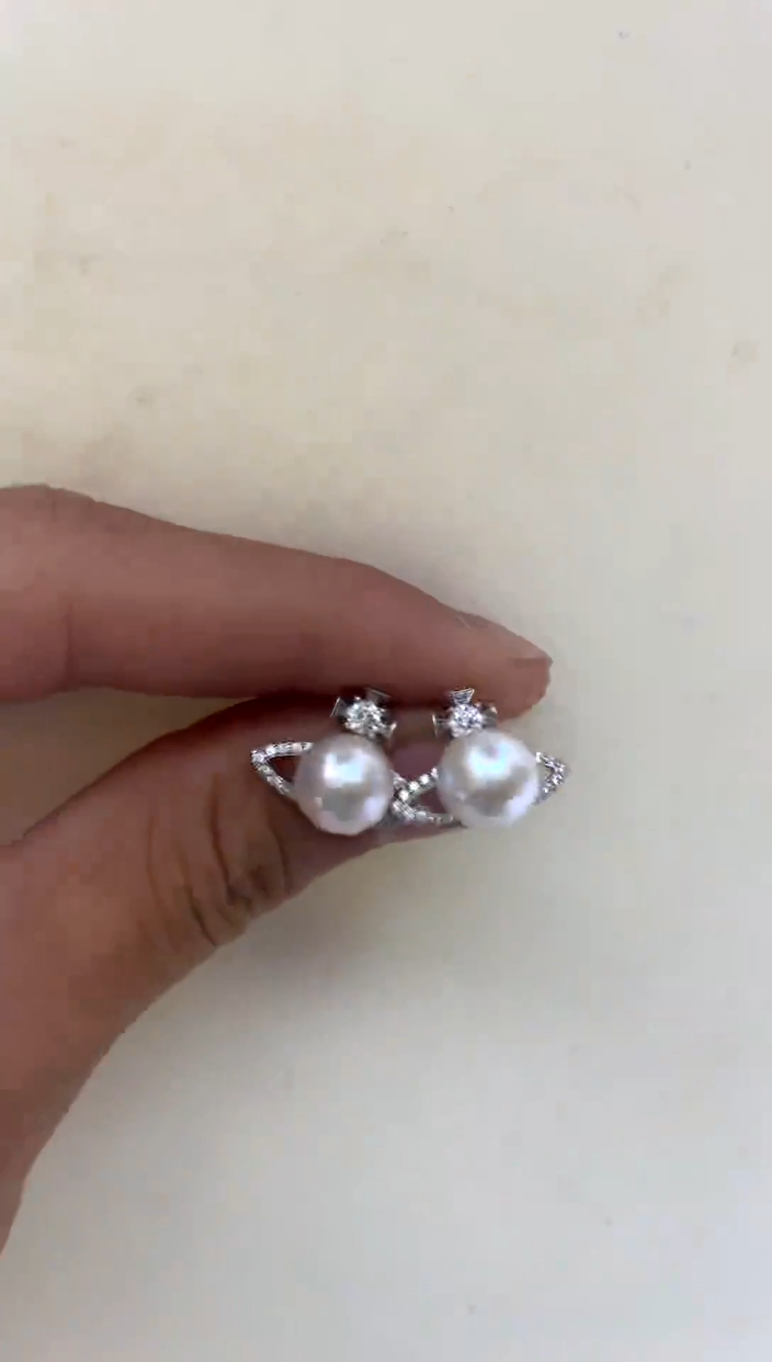 银S925镶嵌耳饰淡水珍珠8-9