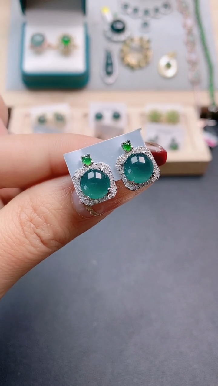【闪购商品】翡翠耳饰银S925镶嵌1111111111111