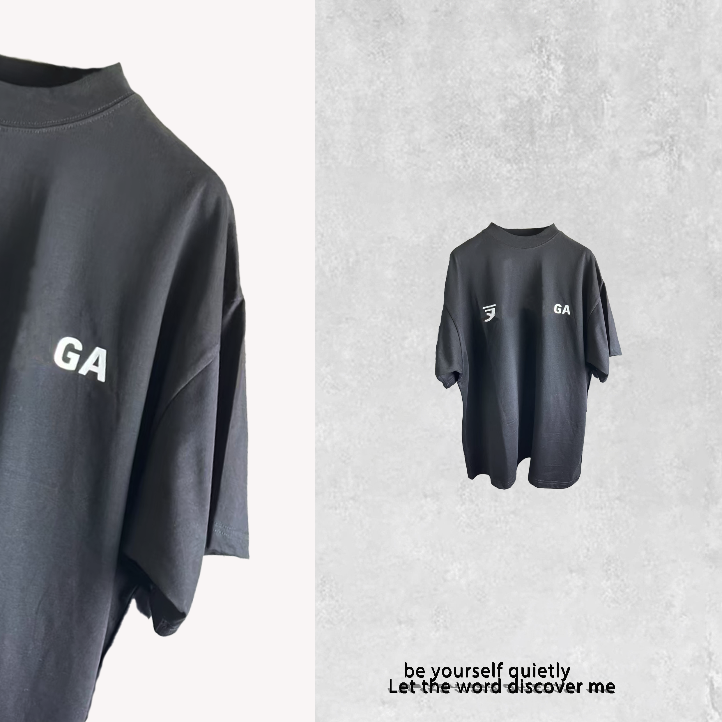 小支支联名宽松字母黑色短袖T恤 tx0751