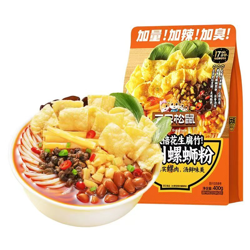 Y三只松鼠双倍花生腐竹柳州螺蛳粉400g/袋腐竹同城配