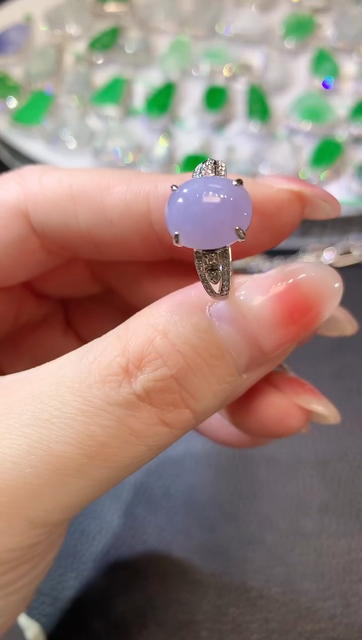 【闪购商品】翡翠戒指18K金镶嵌A16 紫货有一定色差